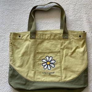 Life is Good canvas bag with straps